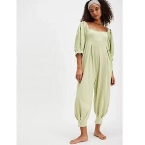 Free People Lotta Love Romper Jumpsuit Womens Sz Small Light Green Square Neck